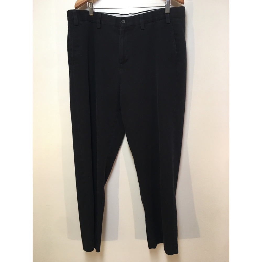 Eddie Bauer Chino Pants Mens 38x32 Black Wrinkle Resistant Relaxed Fit Cotton